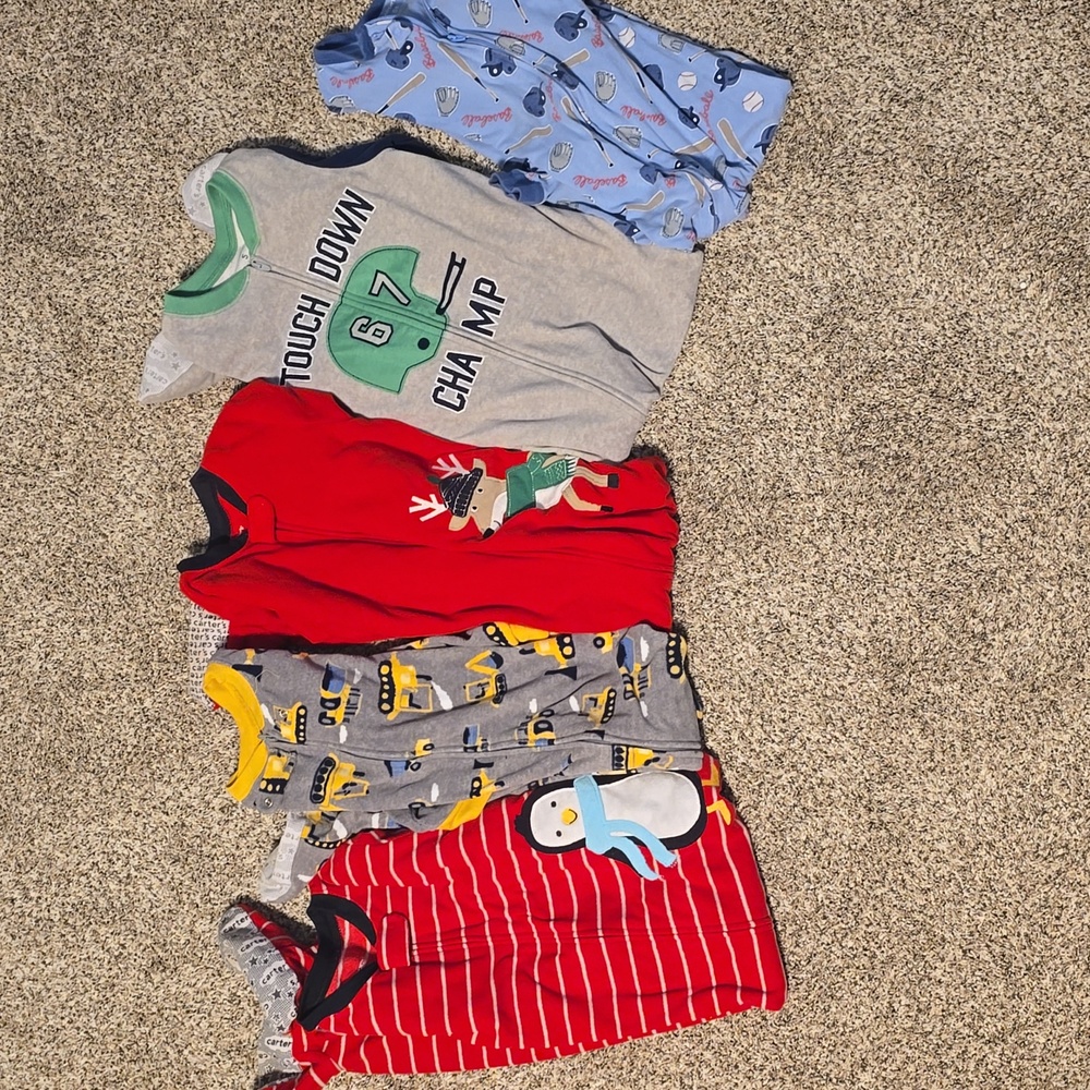 Carters Boys Zip Up Pajamas LOT SIZE 5